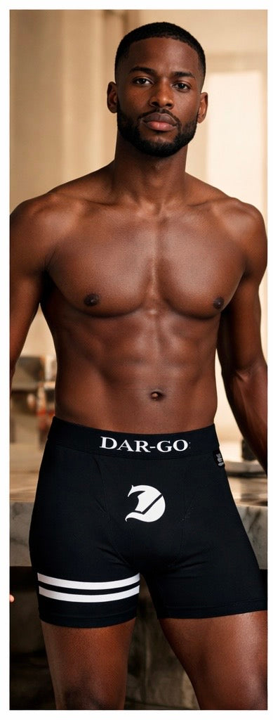 🖤 DAR-GO® Signature Two-Stripe Boxer Briefs Obsidian Black